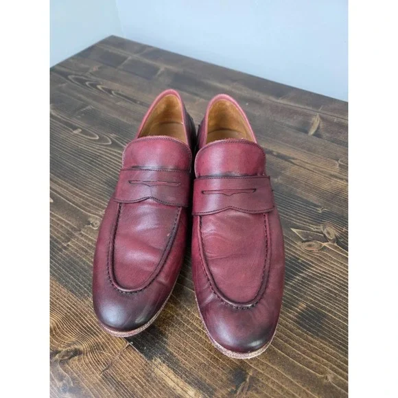 VERO CUOIO Italian Leather Slip On Mahogany Loafers Dress Shoes Italy Men's 10.5 - Picture 2 of 16